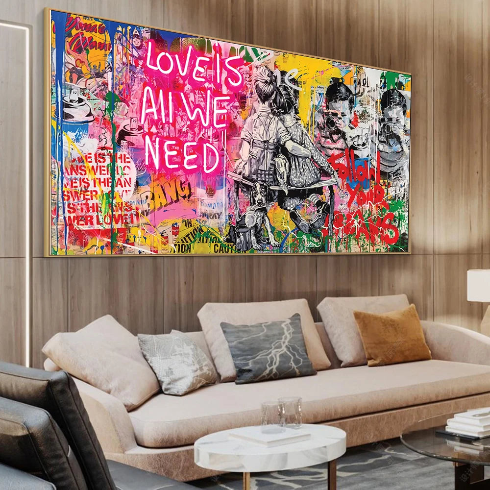 LOVE IS ALL WE NEED Graffiti Art Paintings Print on Canvas Poster