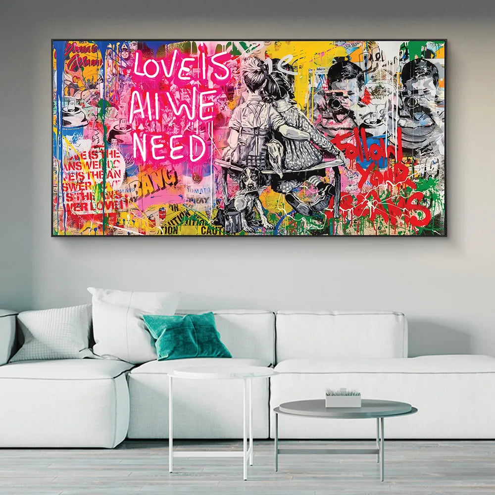 LOVE IS ALL WE NEED Graffiti Art Paintings Print on Canvas Poster