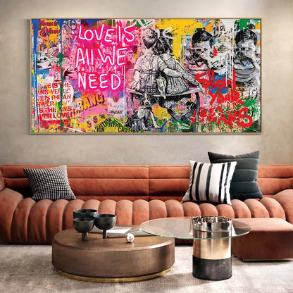 LOVE IS ALL WE NEED Graffiti Art Paintings Print on Canvas Poster