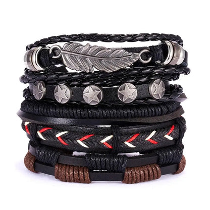 Vintage Multilayer Leather Braid Men Bracelets