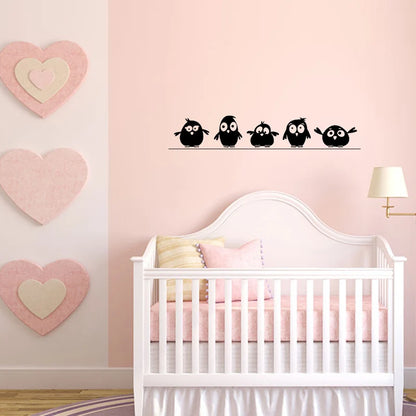 Lovely Birdies On A Wire Wall Decor Sticker