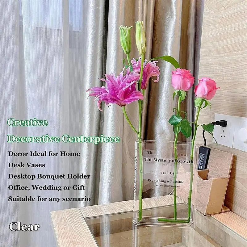 Stylish Clear Book Flower Vase