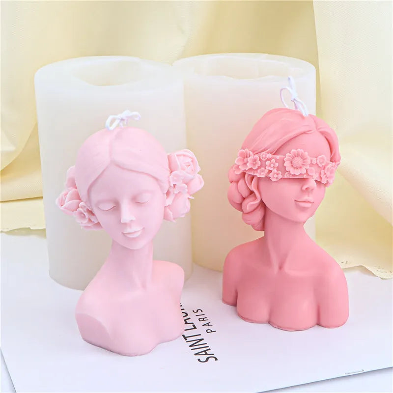 Blindfolded Girl Silicone Mold for Candle, Soap, Handicraft etc.