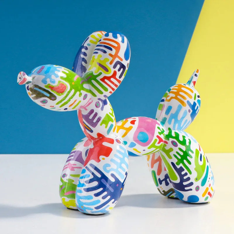 Pop Art Graffiti Balloon Dog Figurine