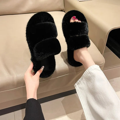 Fashion Faux Fur Warm Women Slippers