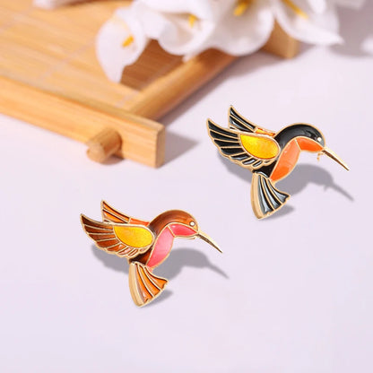 Vintage Enamel Hummingbird Brooches