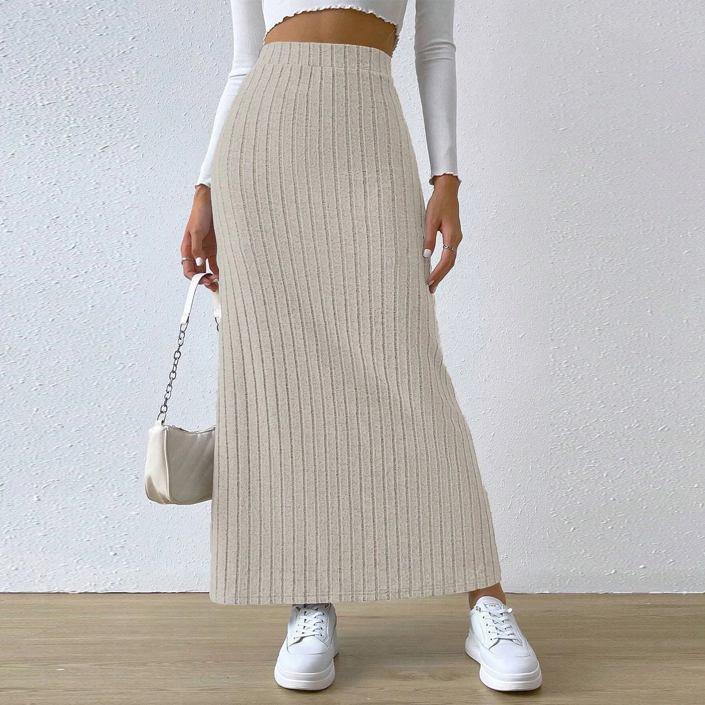 Elegant Knitted Strech Long Skirt