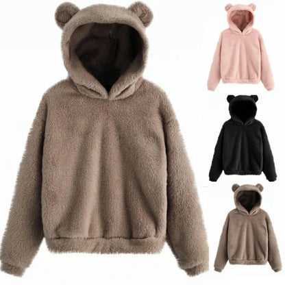 Women Soft Cozy Hoodie with Bear Ears