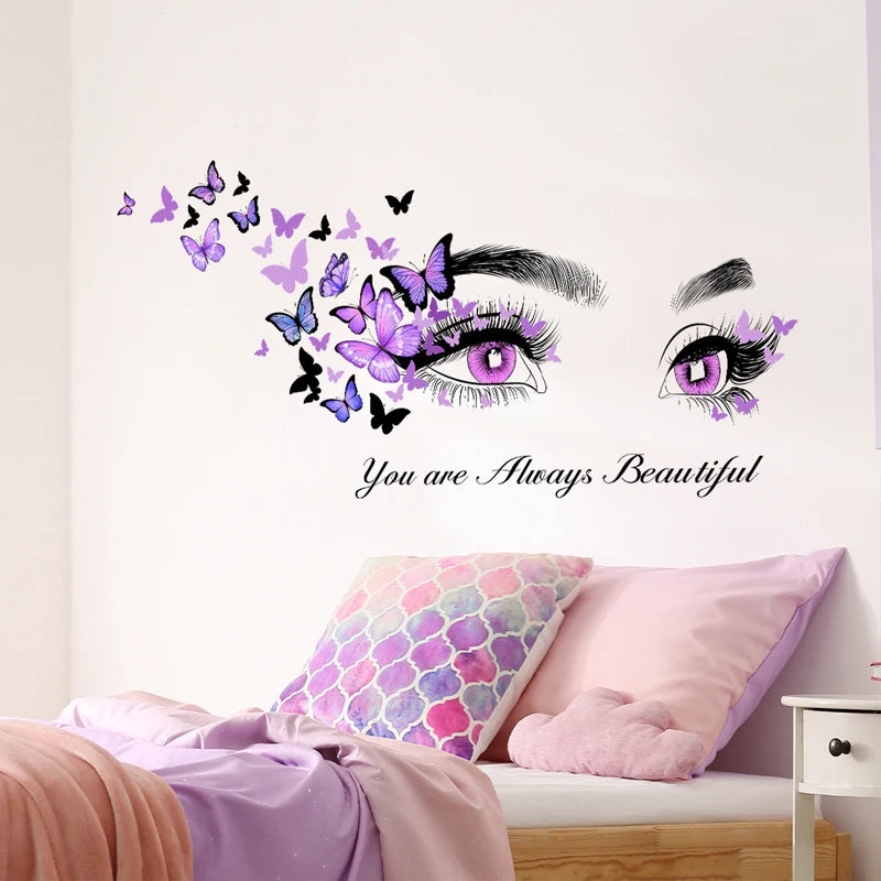 Eyes Butterflies Decor Wall Stickers