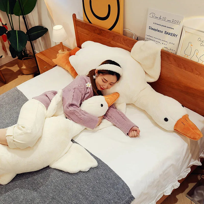 White Goose Plush Toy Pillow 50-190cm