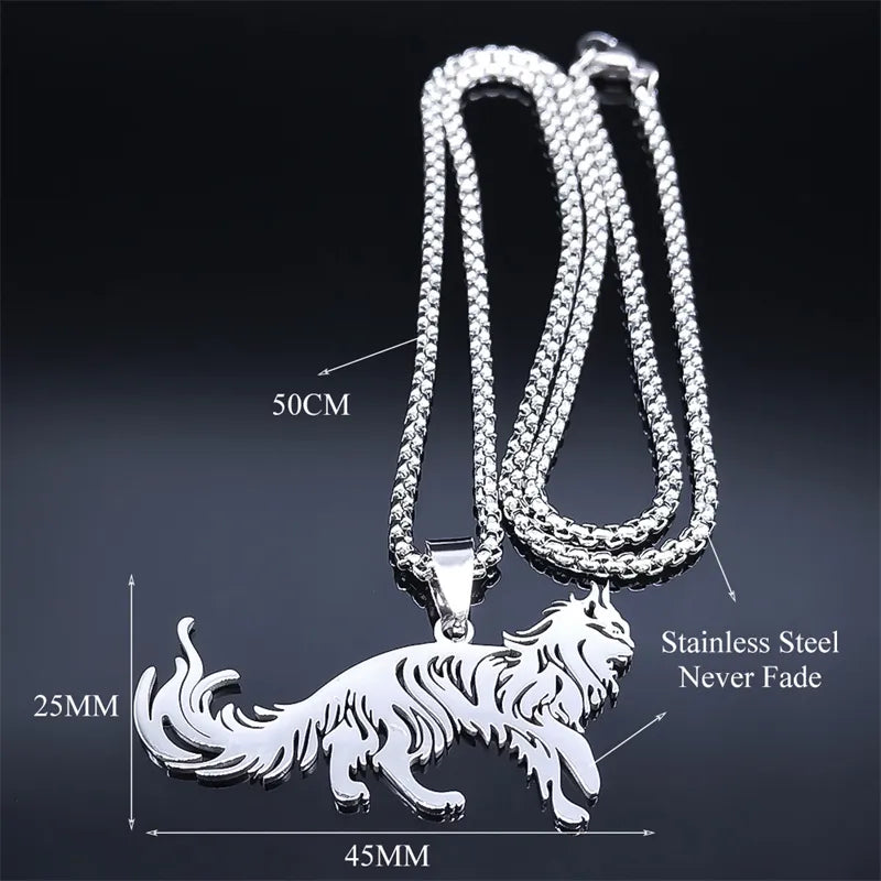 Cute Cat Stainless Steel Necklace