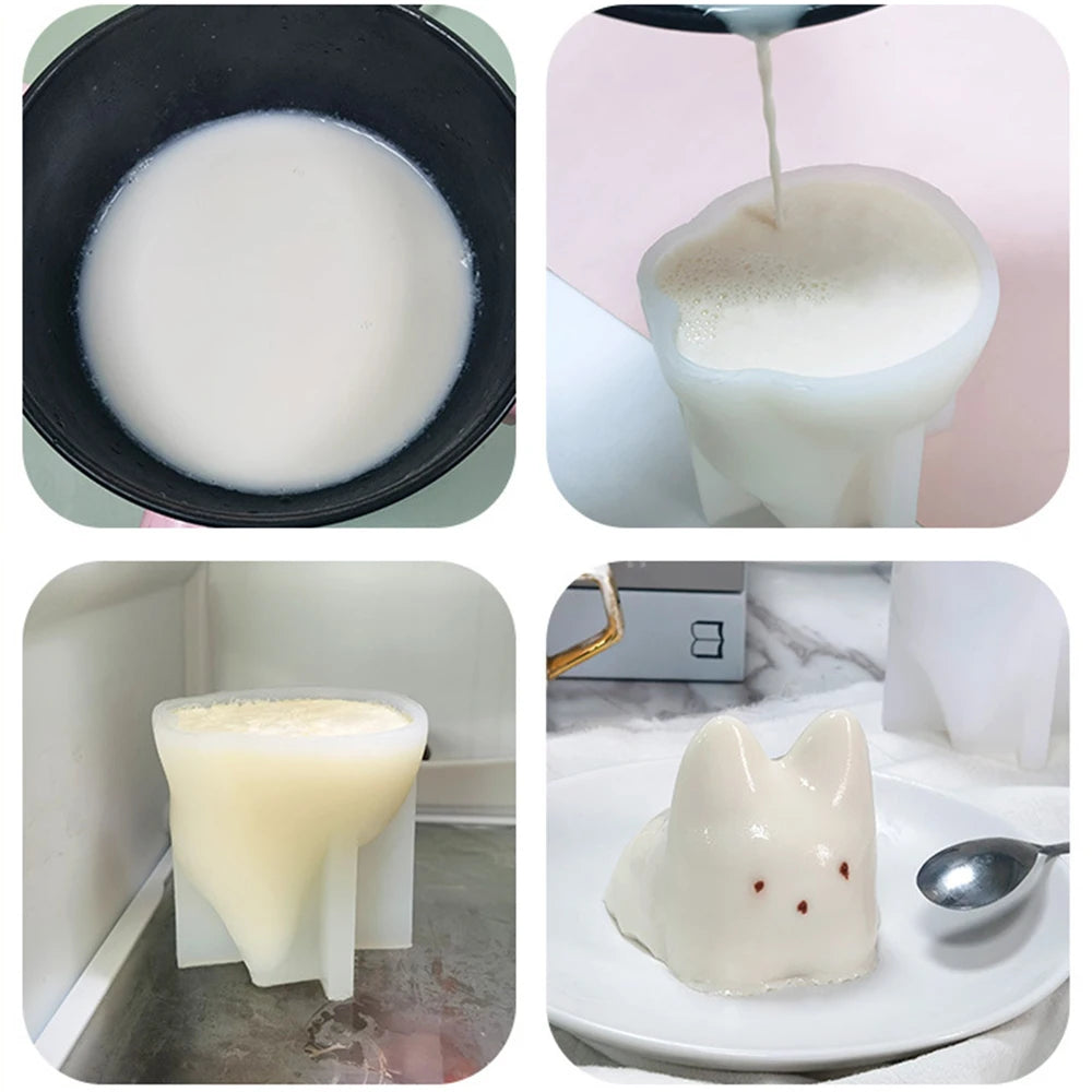 Pudding Cat Silicone 3D Mold for Cooking, Candle, Soap etc.