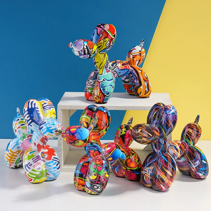 Pop Art Graffiti Balloon Dog Figurine