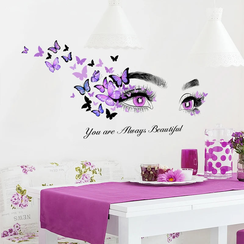 Eyes Butterflies Decor Wall Stickers