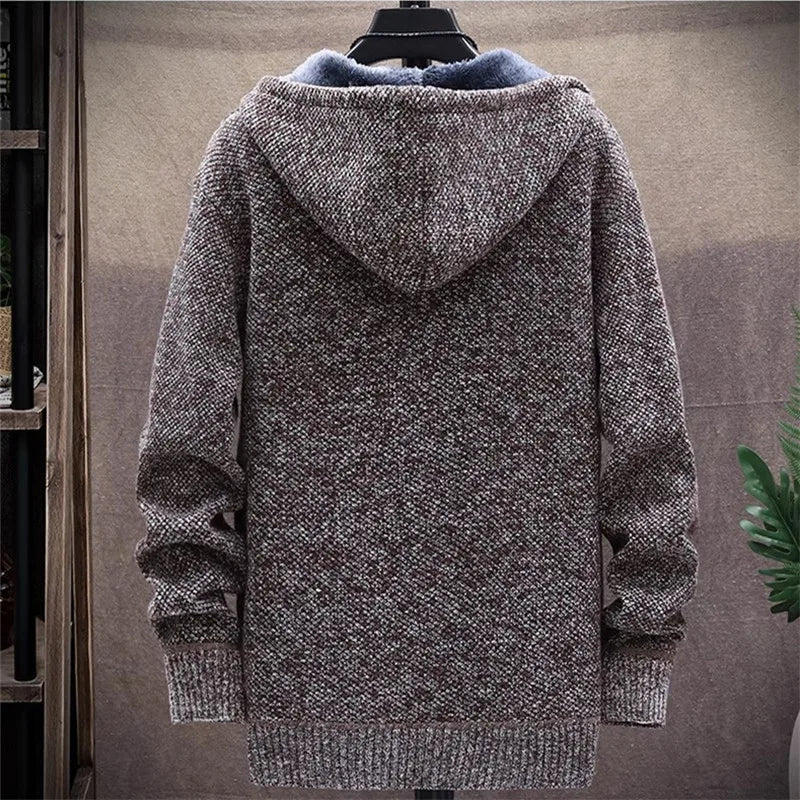 Casual Knitted Hooded Cardigan Sweatercoat