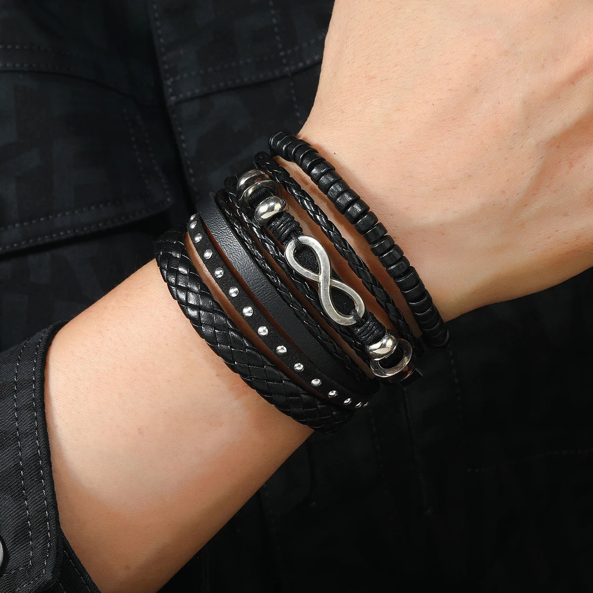 Multilayer Oriental Elastic Wooden Men Bracelets