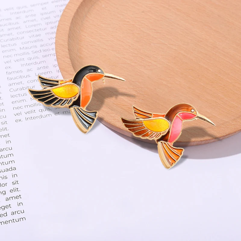 Vintage Enamel Hummingbird Brooches