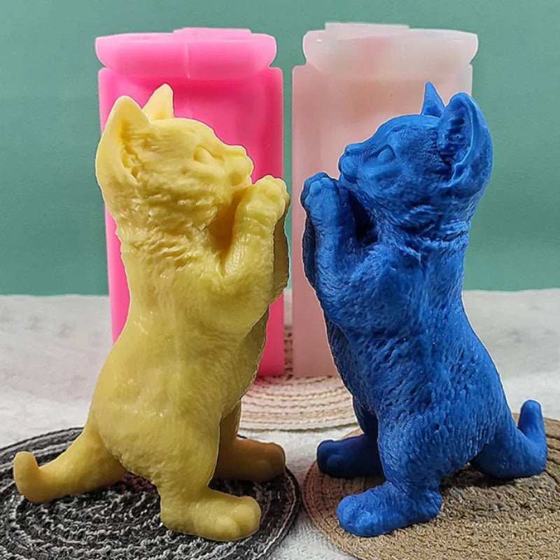 Cute Standing Cat Silicone Mold for Baking, Candle, Soap etc.