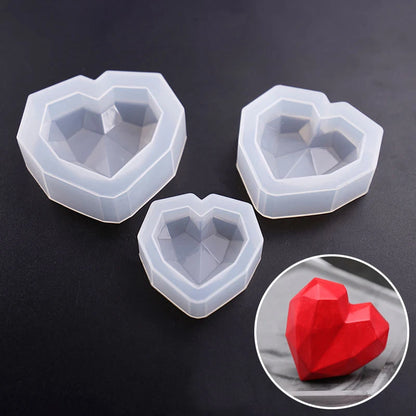 Love Heart Silicone Diamond Shape 3D Mold for Cooking, Candle, Soap etc.