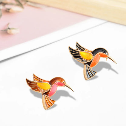 Vintage Enamel Hummingbird Brooches