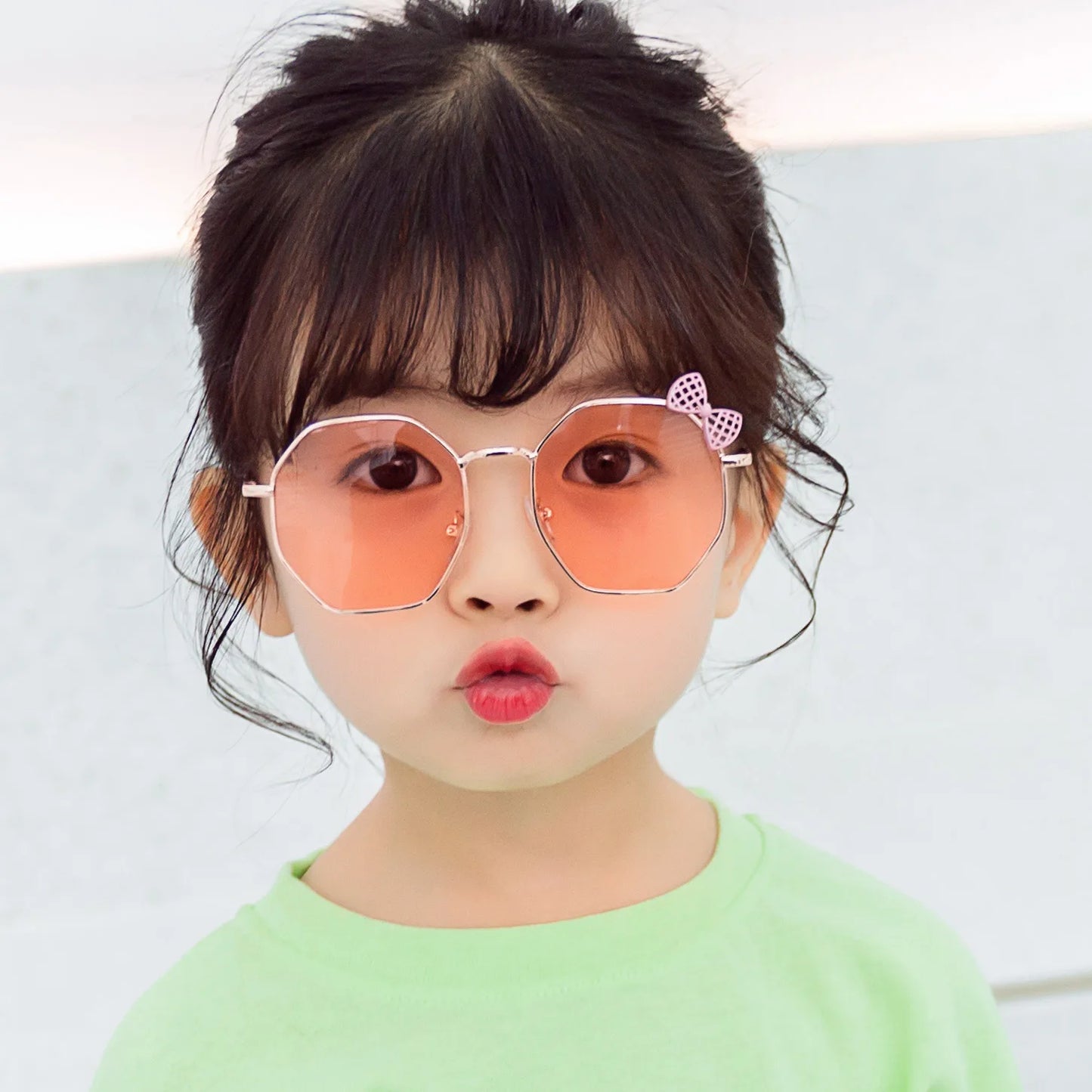 Trendy Girls Bow Metal Sunglasses