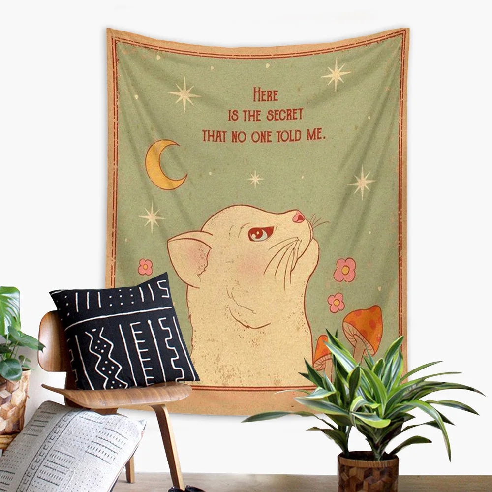 Stylish Cat Tarot Home Art Tapestry