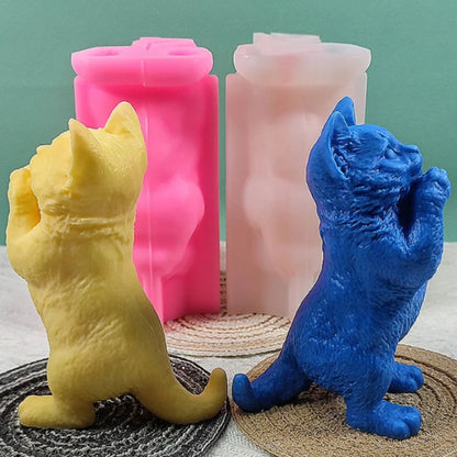 Cute Standing Cat Silicone Mold for Baking, Candle, Soap etc.