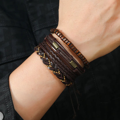 Multilayer Oriental Elastic Wooden Men Bracelets