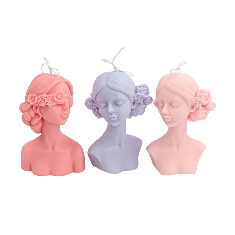 Blindfolded Girl Silicone Mold for Candle, Soap, Handicraft etc.