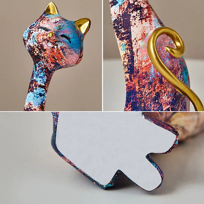 Modern Painted Graffiti Lovers Cat Figurines