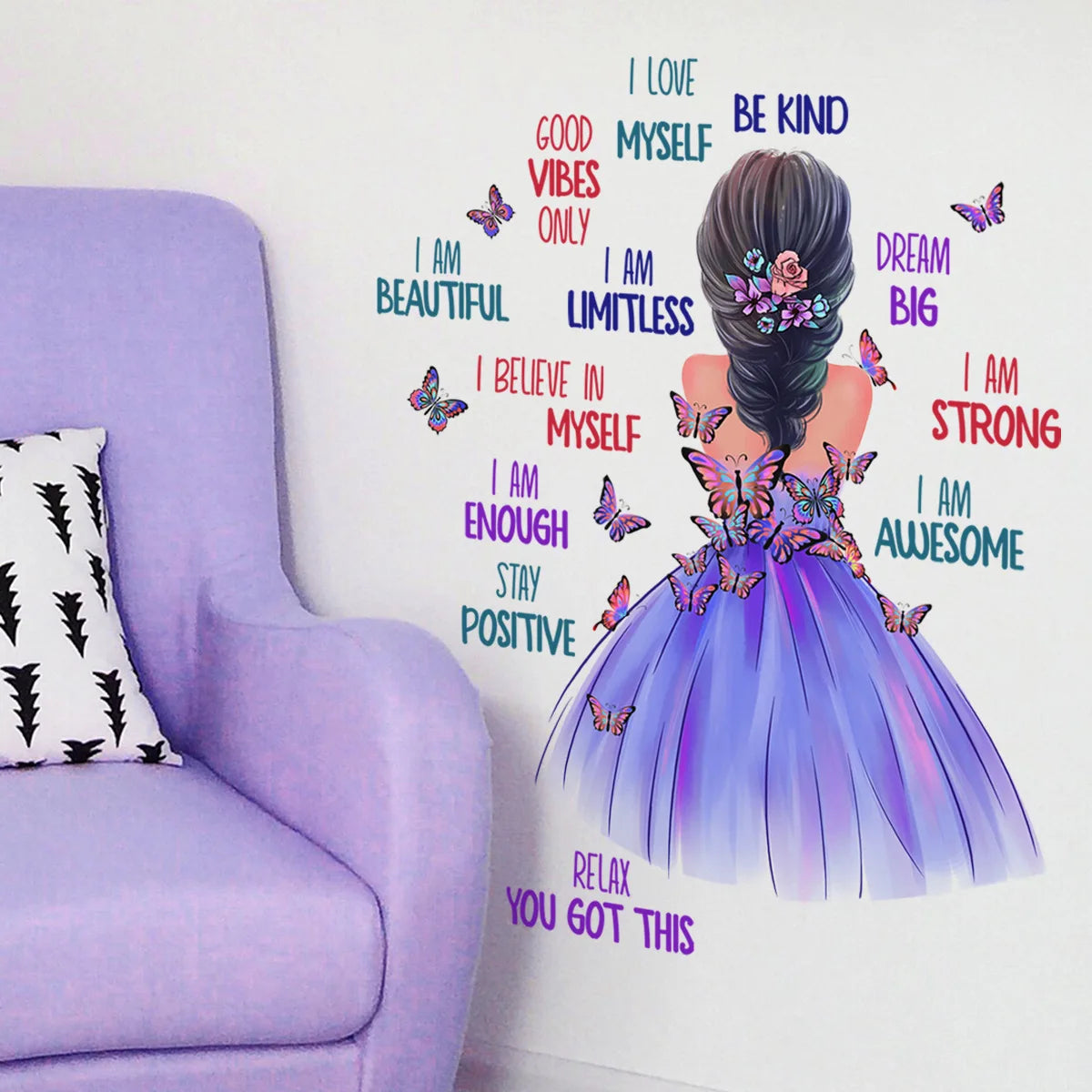 Little Girl Butterfly Decor Wall Stickers