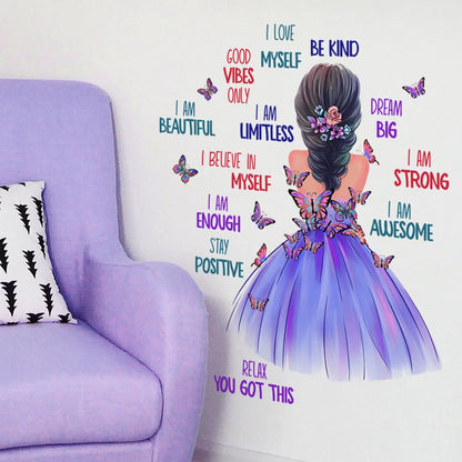 Little Girl Butterfly Decor Wall Stickers