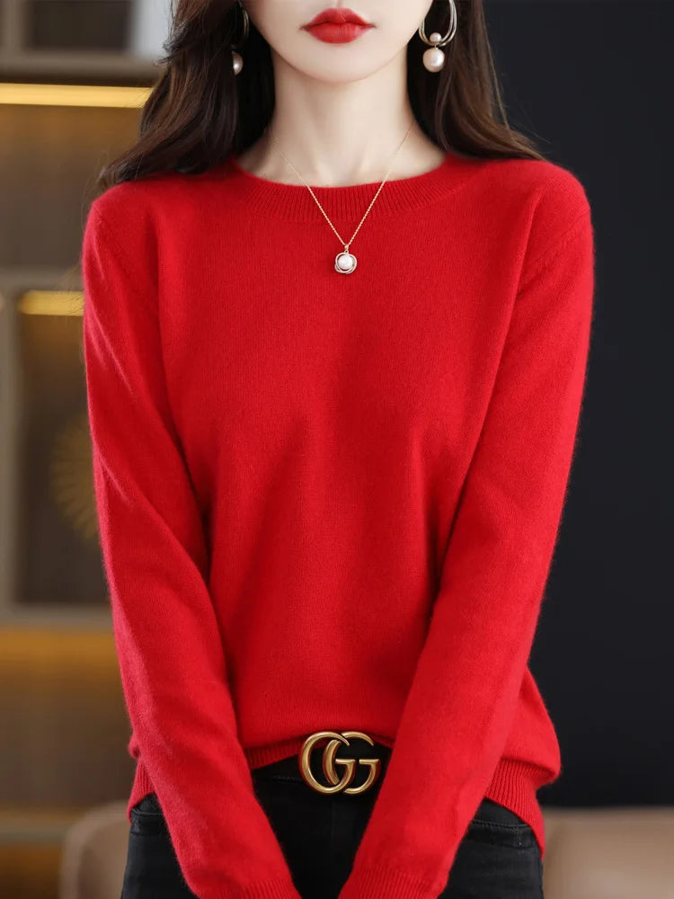 Merino Wool Cashmere Women Knitted Sweater