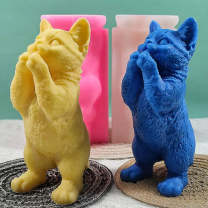 Cute Standing Cat Silicone Mold for Baking, Candle, Soap etc.