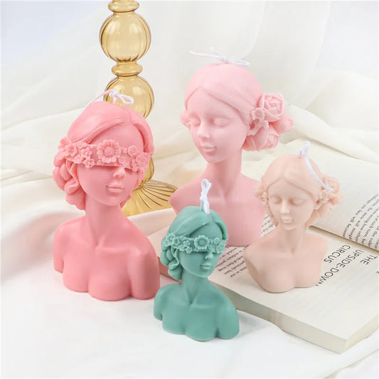 Blindfolded Girl Silicone Mold for Candle, Soap, Handicraft etc.