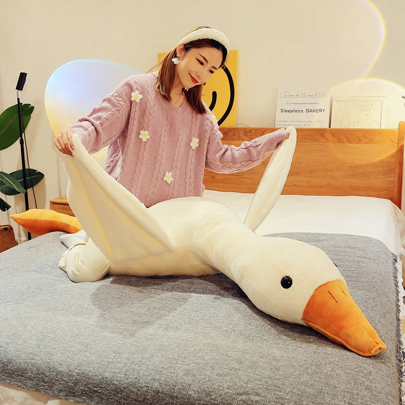 White Goose Plush Toy Pillow 50-190cm