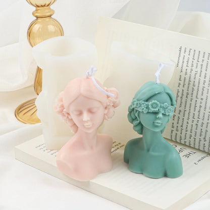 Blindfolded Girl Silicone Mold for Candle, Soap, Handicraft etc.