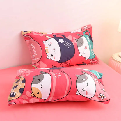 Cute Cartoon Duvet Cover Bed Bedding Set with Pillowcases 200x200 (No sheet)