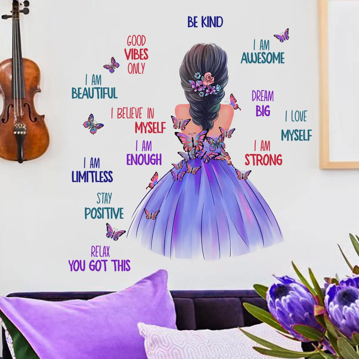 Little Girl Butterfly Decor Wall Stickers