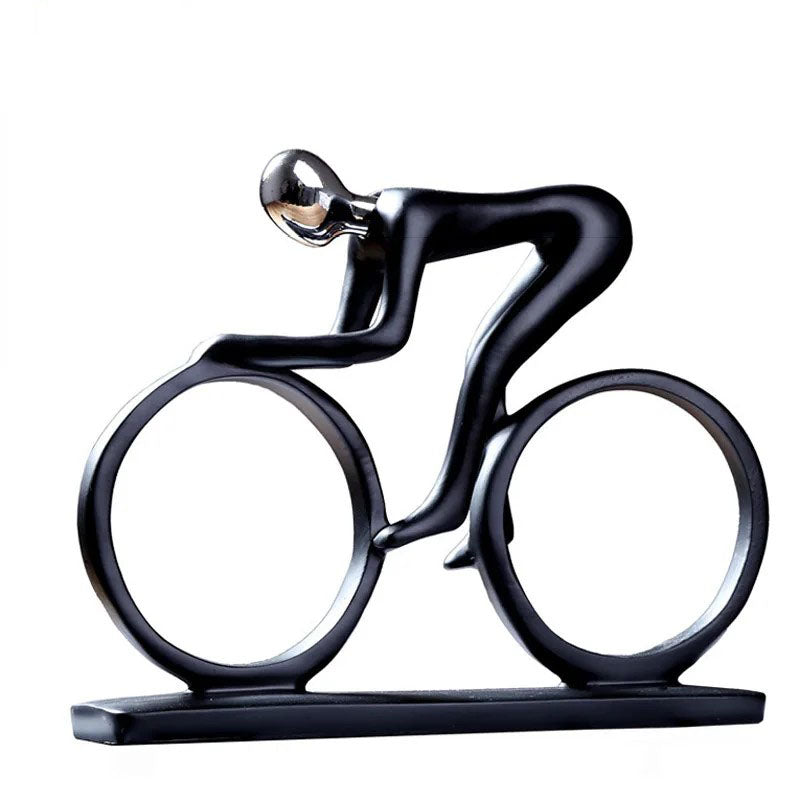 Bicycle challenger riding home figurine