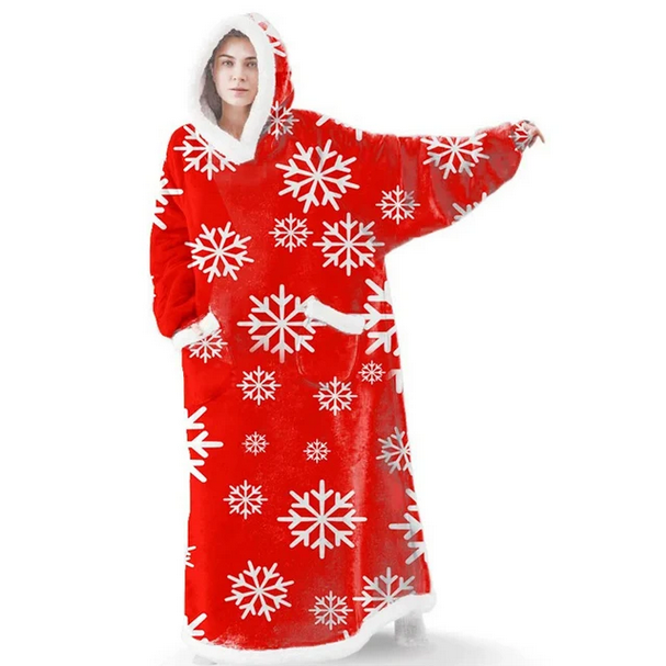 Super Long Home Flannel Robe-Hoodie