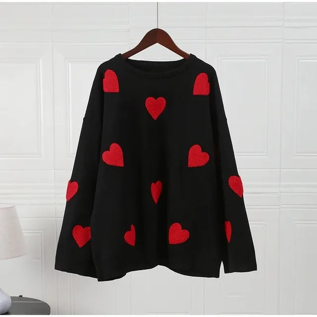 Women Love Heart Casual Knitted Sweater